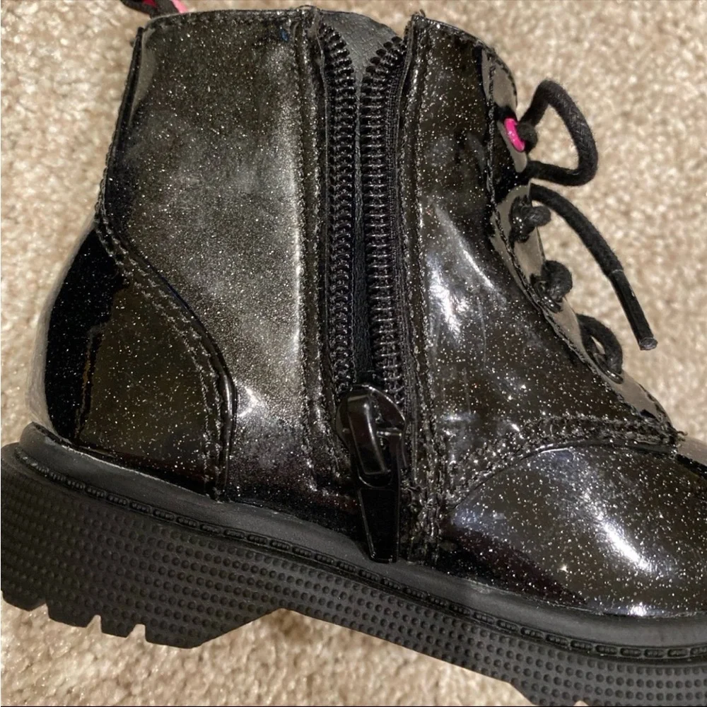 Wonder nation Black Glitter‎ Moto Boot Toddler Size 5